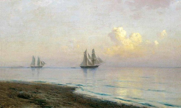 Seascape with sailing ships by Lev Lagorio